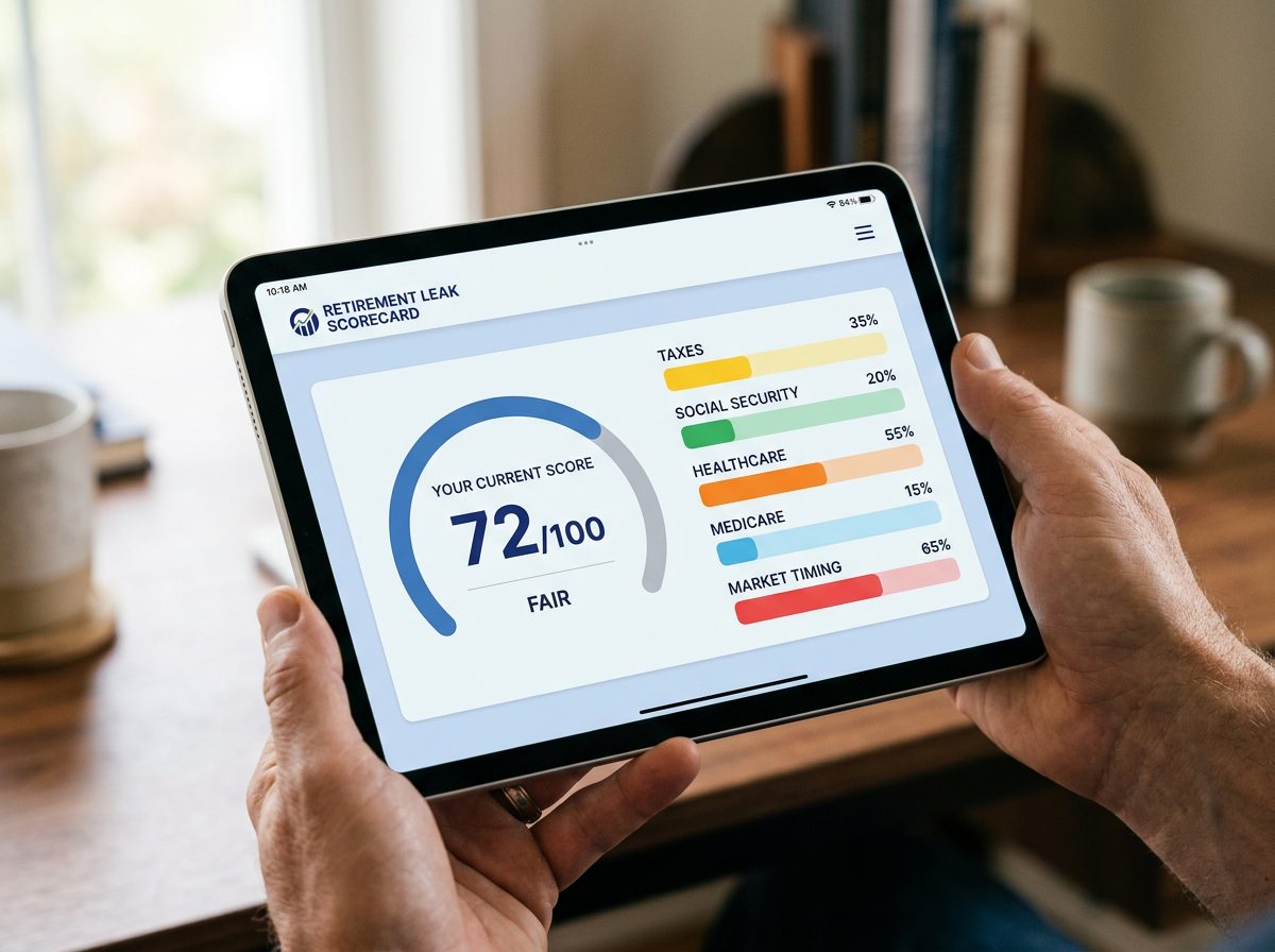 Retirement Leak Scorecard mockup on tablet